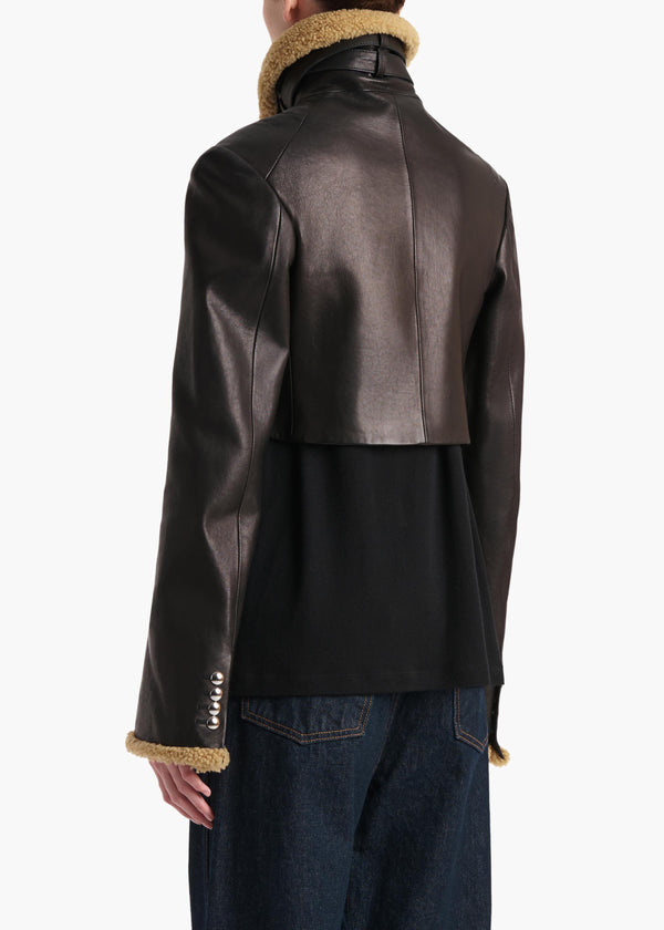 Khaite Jodie Jacket Black Leather With Shearling