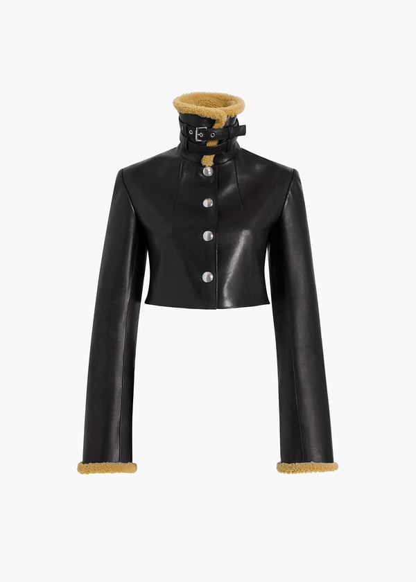 khaite Jodie Jacket Black Leather with Shearling