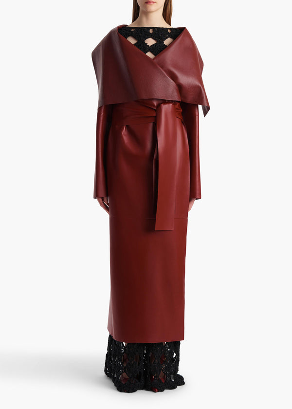 Khaite Levitt Coat Garnet Leather
