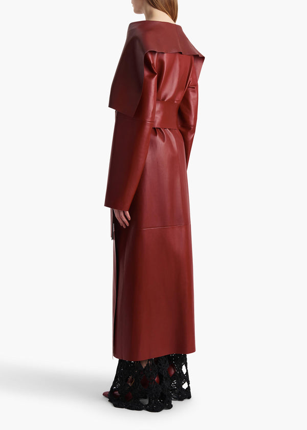 Khaite Levitt Coat Garnet Leather