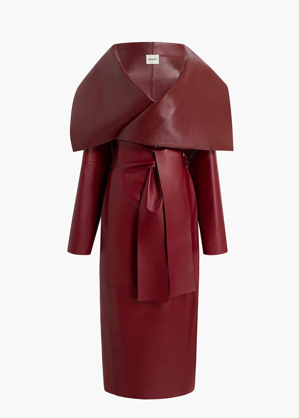 khaite Levitt Coat Garnet Leather