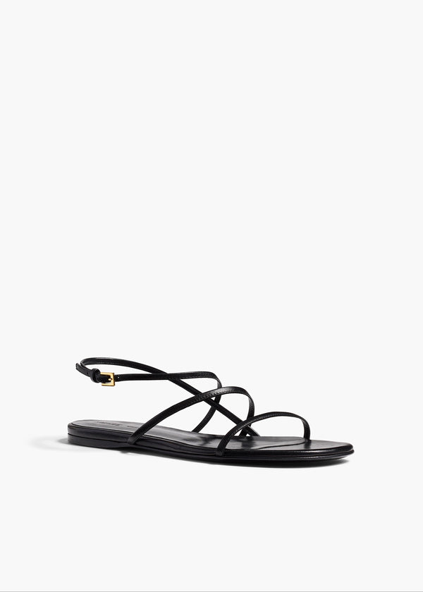 Khaite Loop Flat Sandal Black Leather