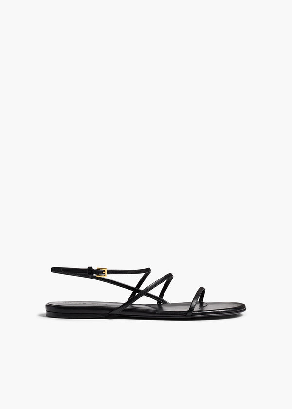 khaite Loop Flat Sandal Black Leather