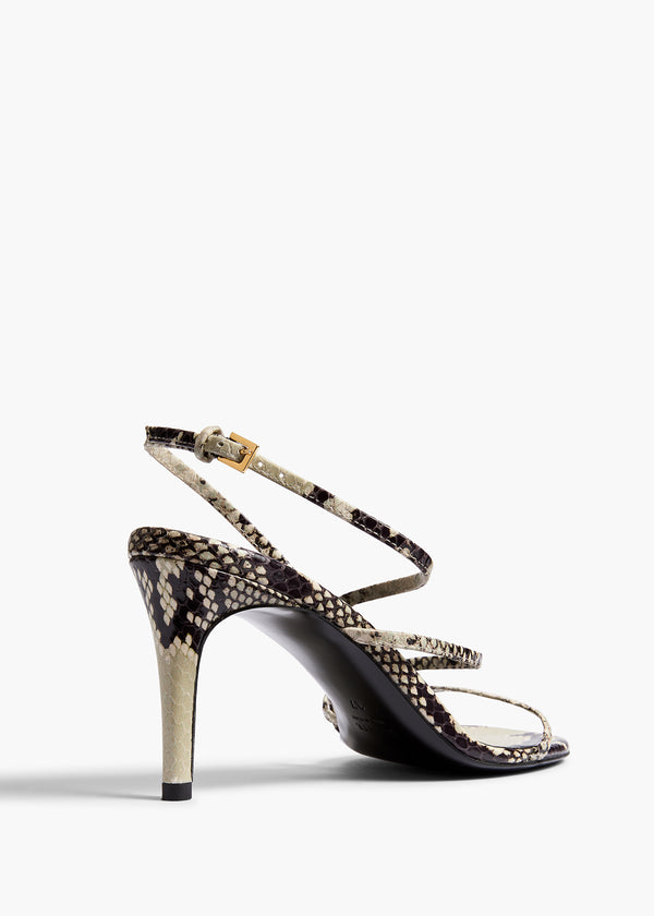 Khaite Loop Sandal Natural Python-Embossed Leather