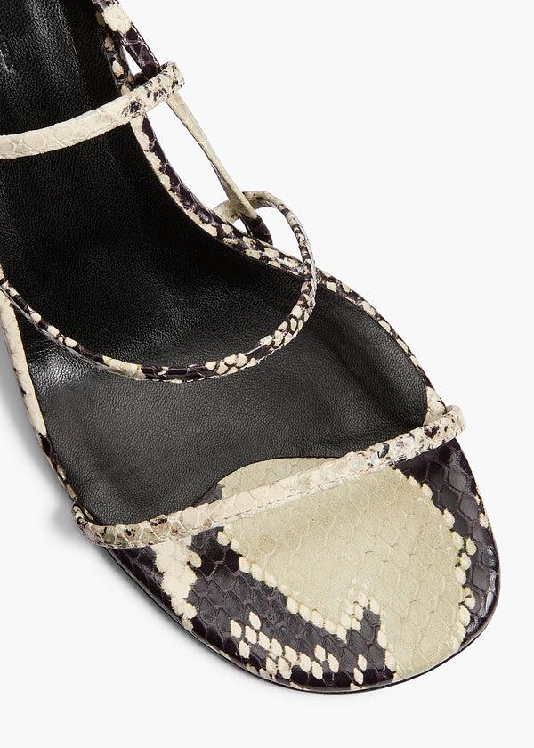 Khaite Loop Sandal Natural Python-Embossed Leather