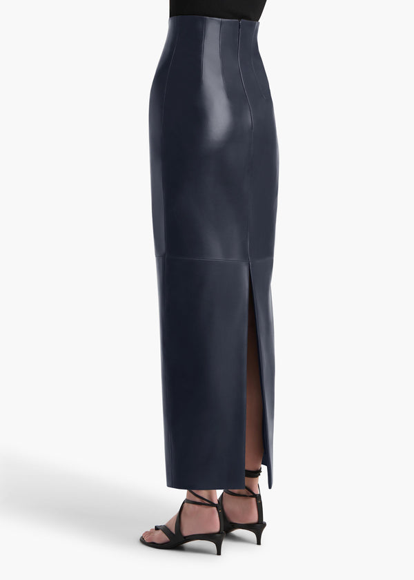 Khaite Loxley Skirt Dark Navy Leather