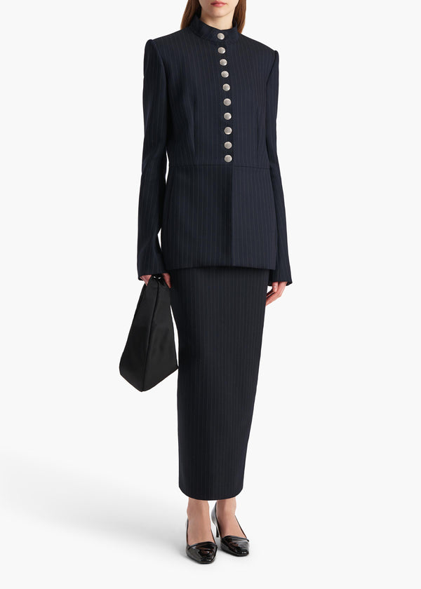 Khaite Loxley Skirt Navy And White Stripe