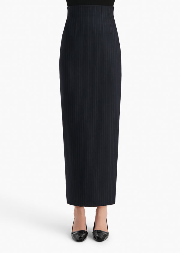 Khaite Loxley Skirt Navy And White Stripe