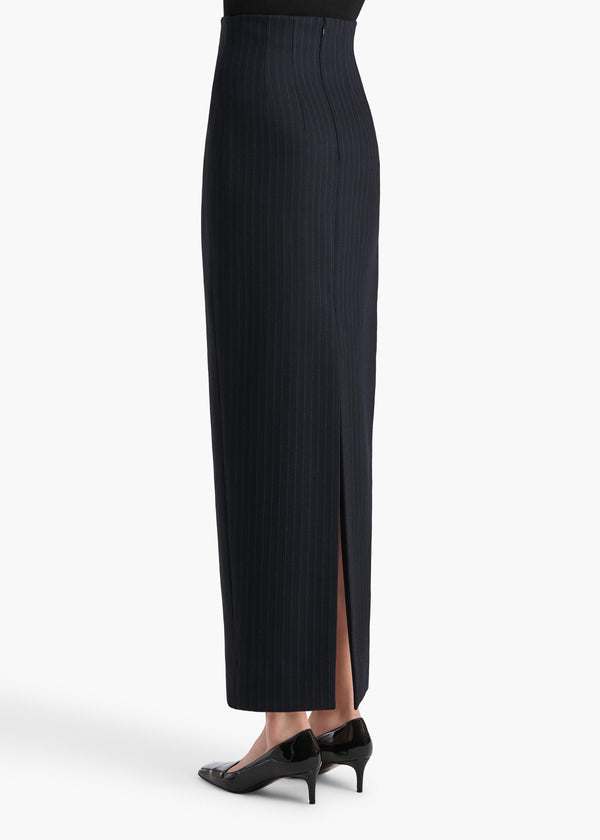 Khaite Loxley Skirt Navy And White Stripe