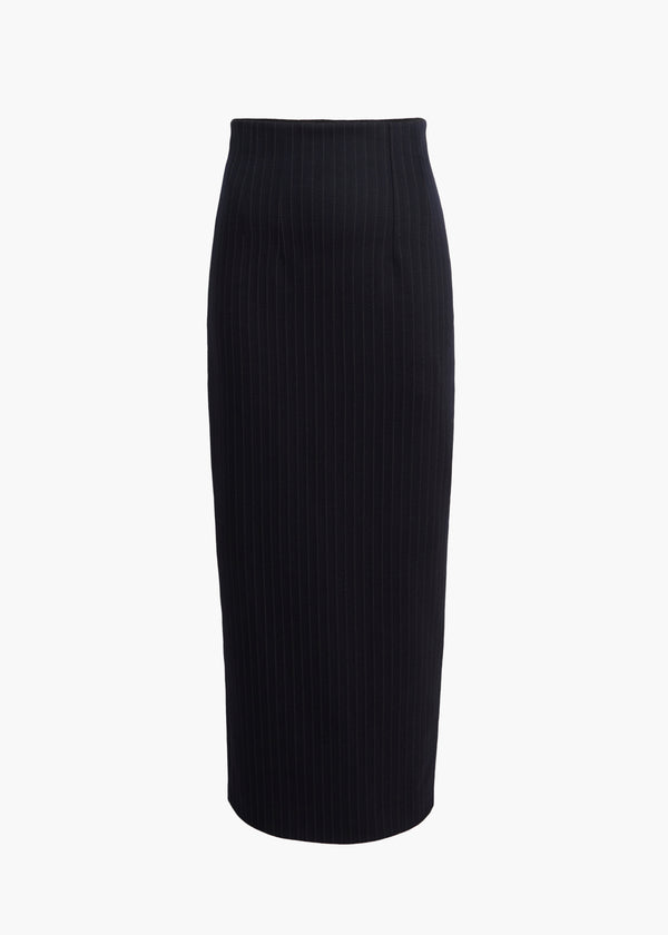 khaite Loxley Skirt Navy and White Stripe