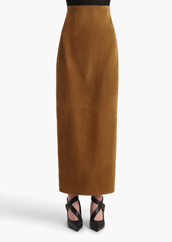 Khaite Loxley Skirt Toffee Suede