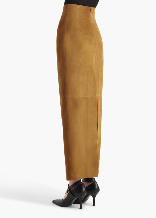 Khaite Loxley Skirt Toffee Suede
