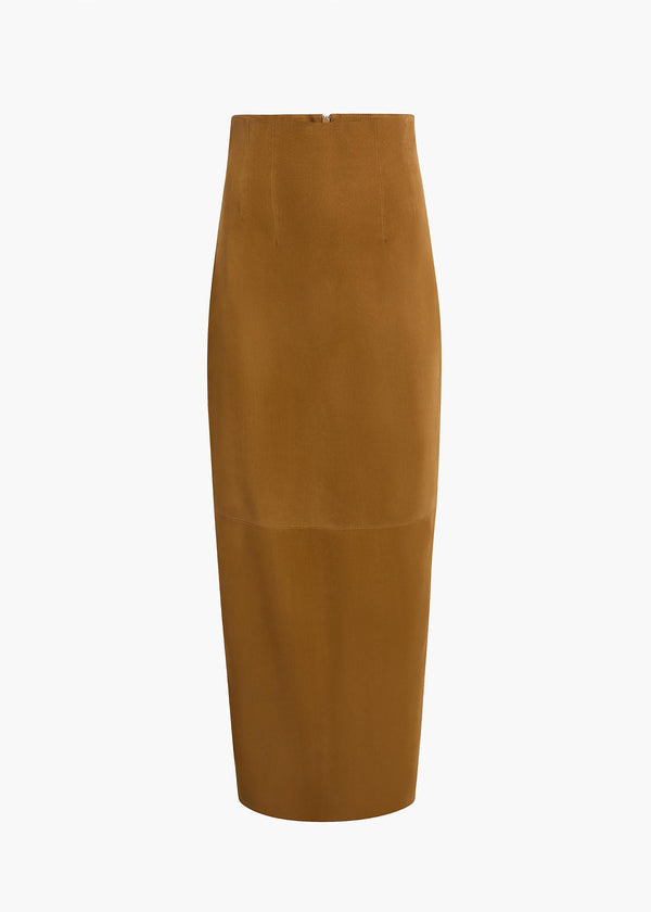 khaite Loxley Skirt Toffee Suede