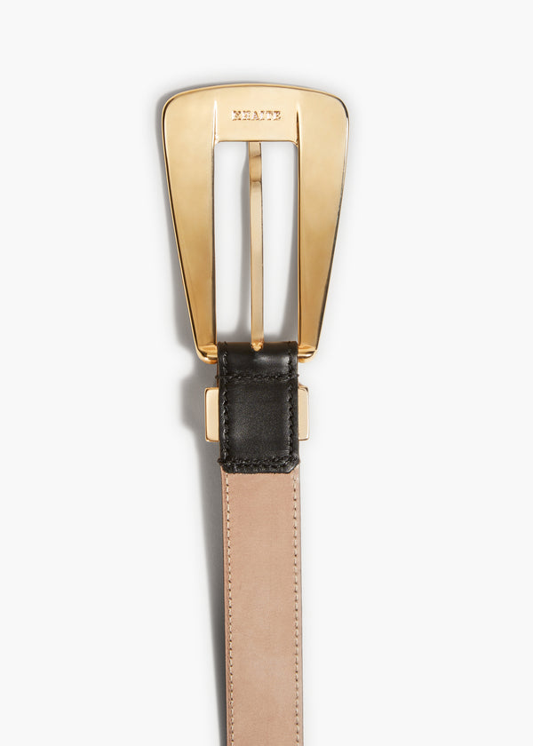 Khaite Lucca Belt Black Leather With Gold