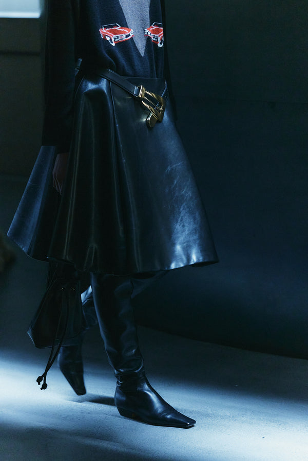 Khaite Lucca Belt Black Leather With Gold