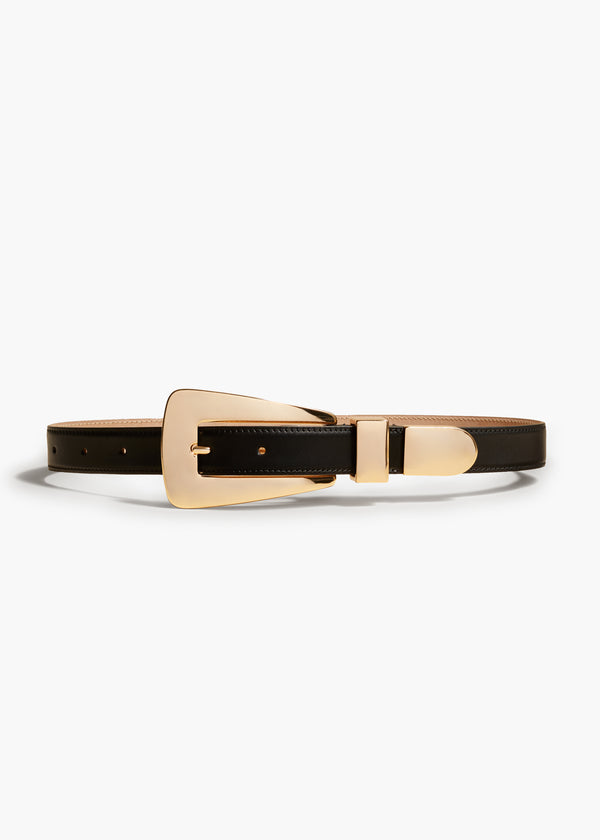 khaite Lucca Belt Black Leather with Gold
