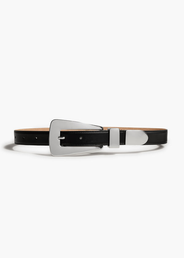 khaite Lucca Belt Black Leather with Silver