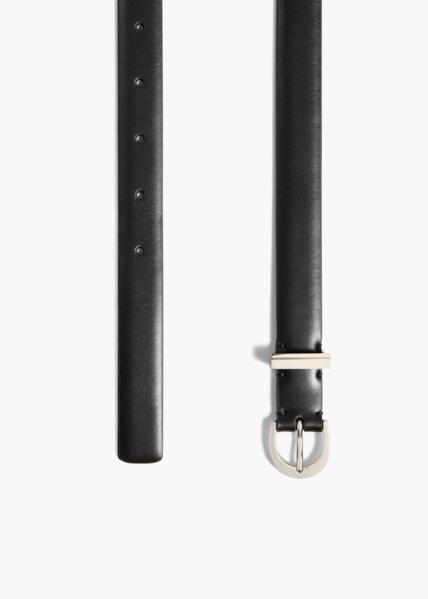 Khaite Luna Belt Black Leather With Silver