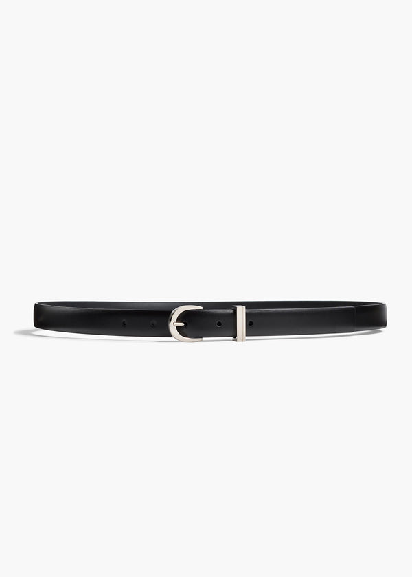 khaite Luna Belt Black Leather with Silver
