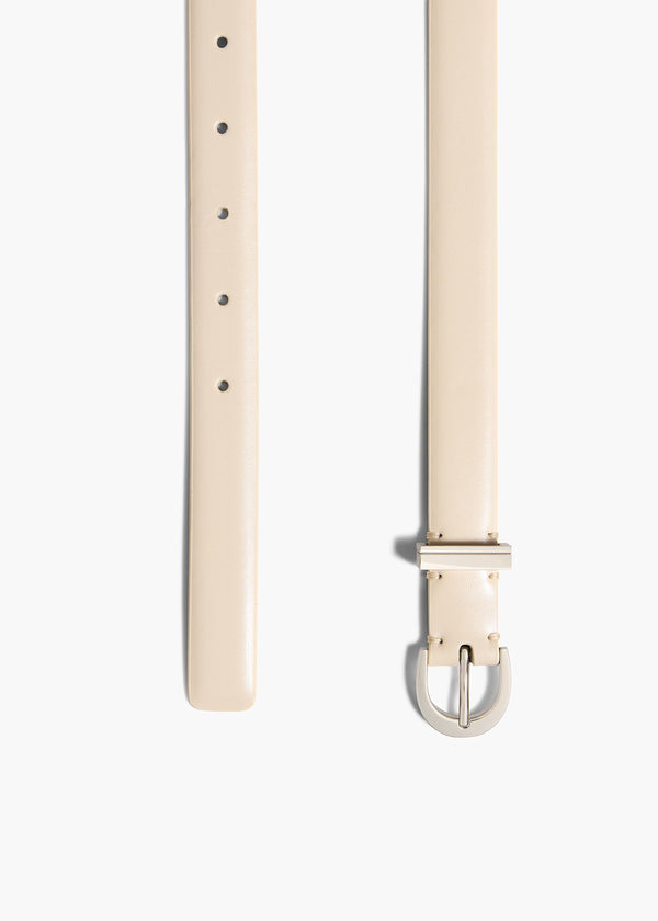 Khaite Luna Belt Dark Ivory Leather With Silver