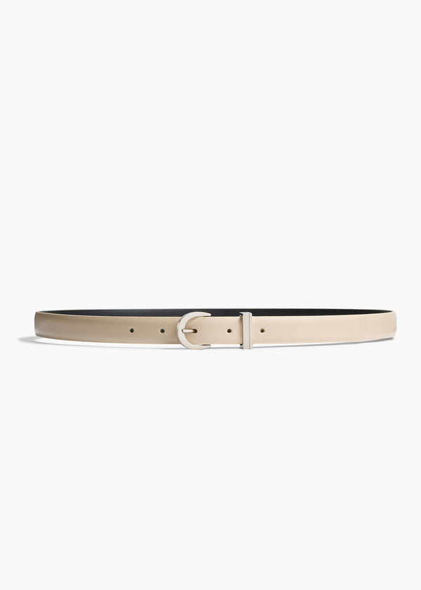 khaite Luna Belt Dark Ivory Leather with Silver