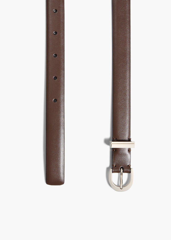 Khaite Luna Belt Dark Umber Leather With Silver