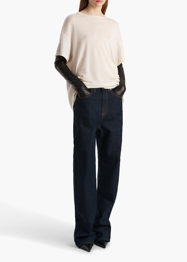 Khaite Maeve T-Shirt Cream Silk Cashmere Jersey