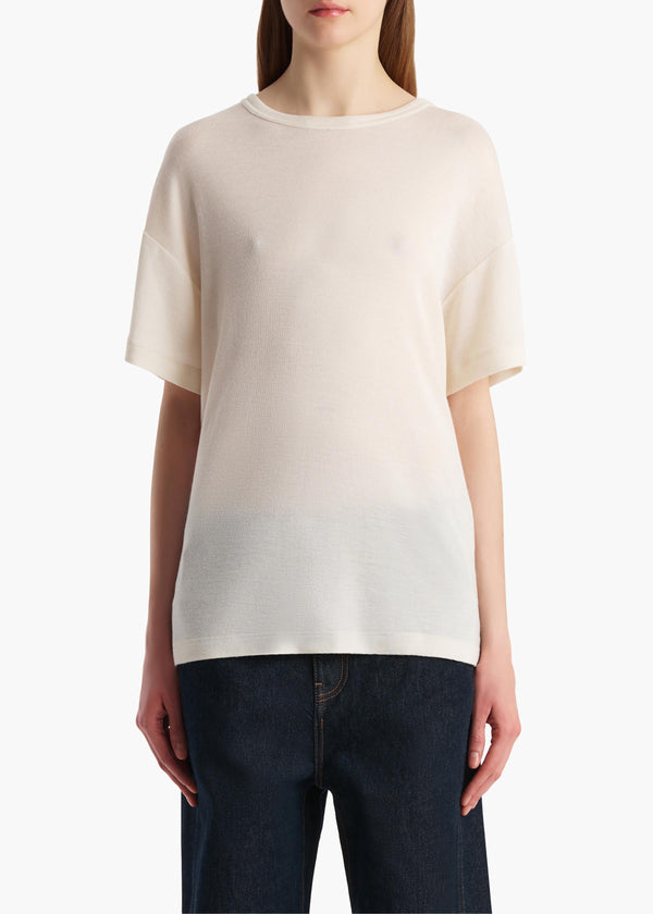 Khaite Maeve T-Shirt Cream Silk Cashmere Jersey