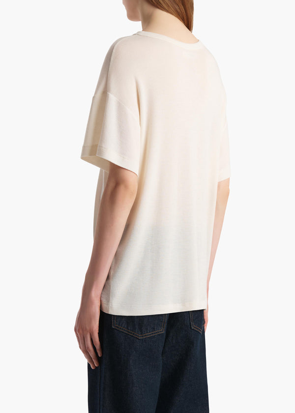 Khaite Maeve T-Shirt Cream Silk Cashmere Jersey