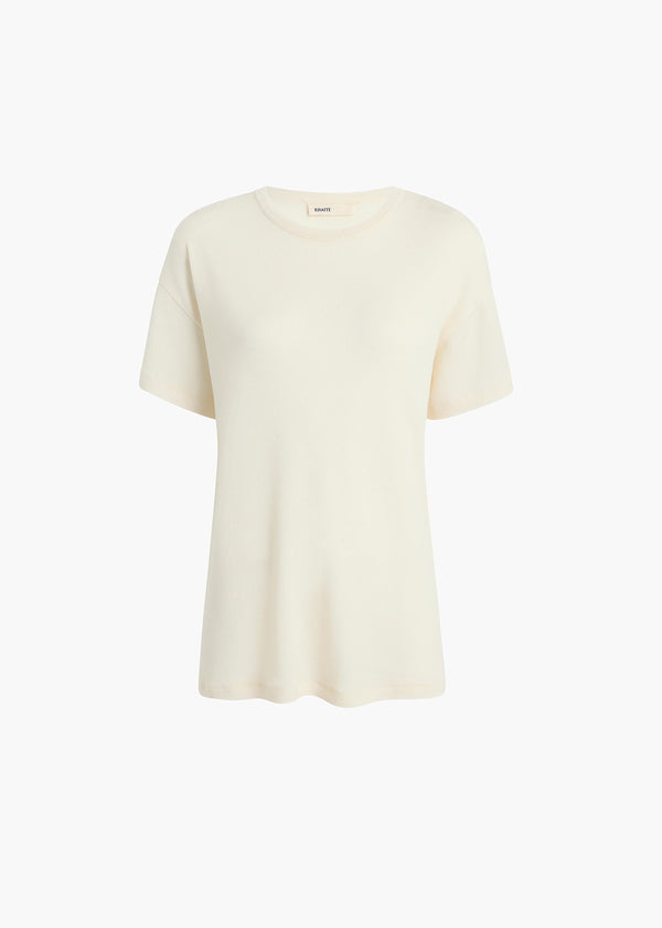 khaite Maeve T-Shirt Cream Silk Cashmere Jersey