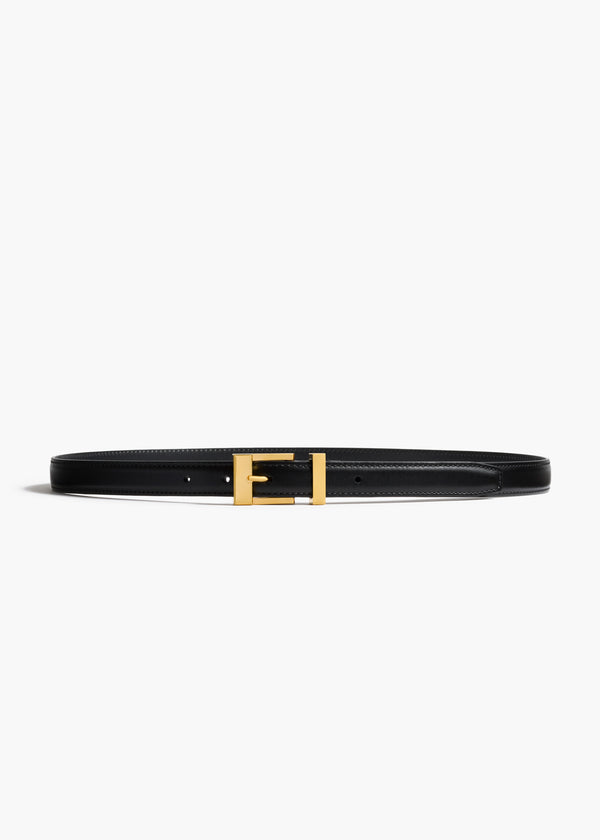 khaite Manhattan Belt Black Leather with Gold