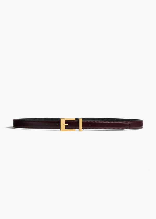 khaite Manhattan Belt Bordeaux Leather with Gold
