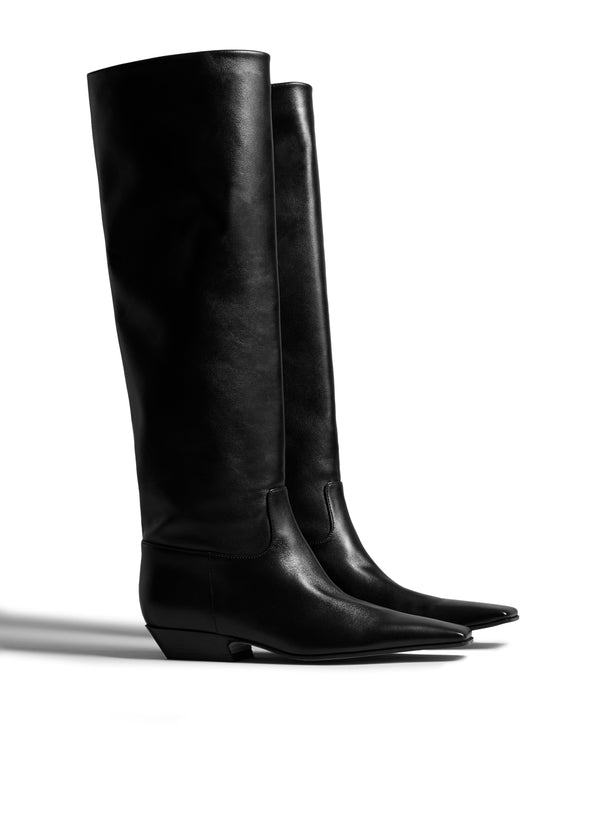 Khaite Marfa Knee-High Boot Black Leather