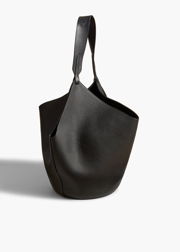 Khaite Medium Lotus Tote Black Pebbled Leather