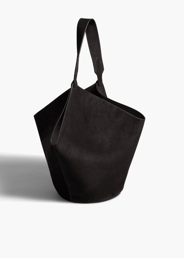 Khaite Medium Lotus Tote Black Suede