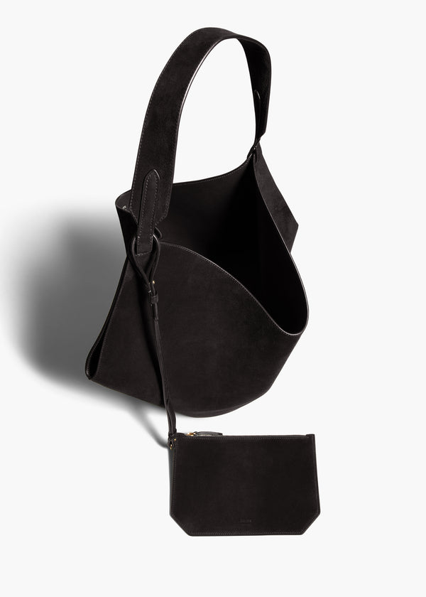 Khaite Medium Lotus Tote Black Suede