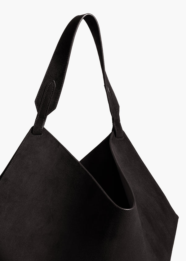 Khaite Medium Lotus Tote Black Suede