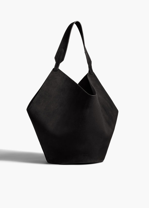 khaite Medium Lotus Tote Black Suede