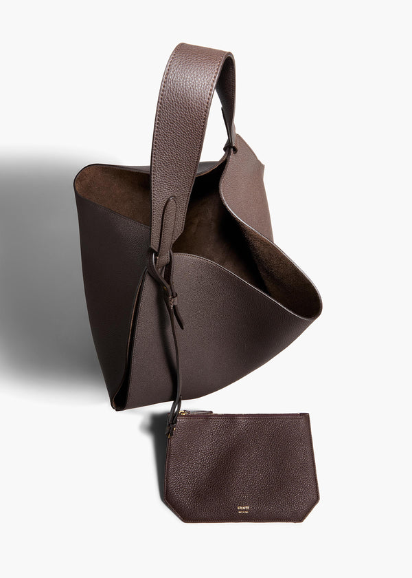 Khaite Medium Lotus Tote Espresso Pebbled Leather