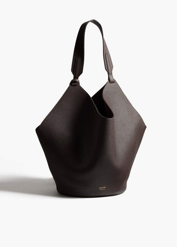khaite Medium Lotus Tote Espresso Pebbled Leather