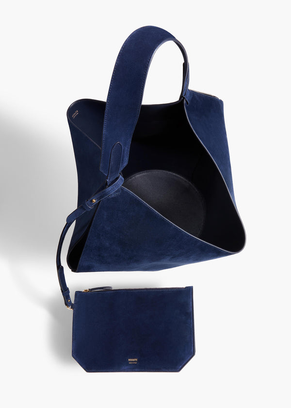 Khaite Medium Lotus Tote Midnight Suede