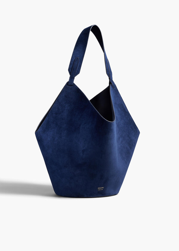 khaite Medium Lotus Tote Midnight Suede