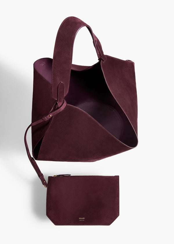 Khaite Medium Lotus Tote Rouge Noir Suede