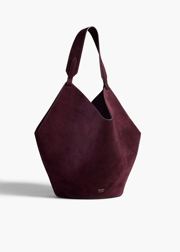 khaite Medium Lotus Tote Rouge Noir Suede