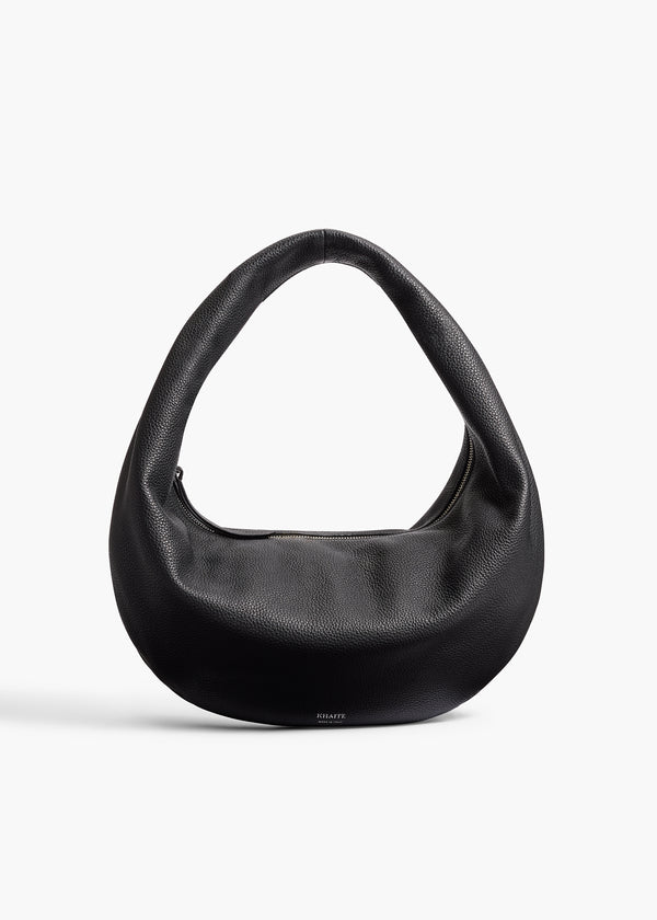 khaite Medium Olivia Hobo Black Pebbled Leather