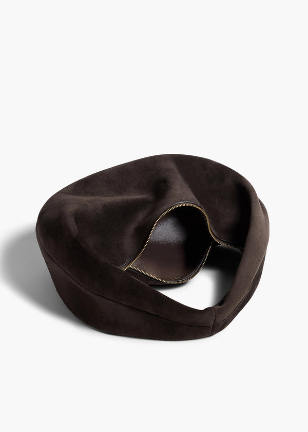 Khaite Medium Olivia Hobo Dark Brown Suede