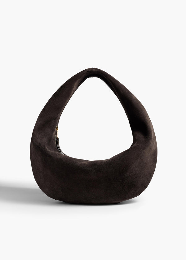khaite Medium Olivia Hobo Dark Brown Suede