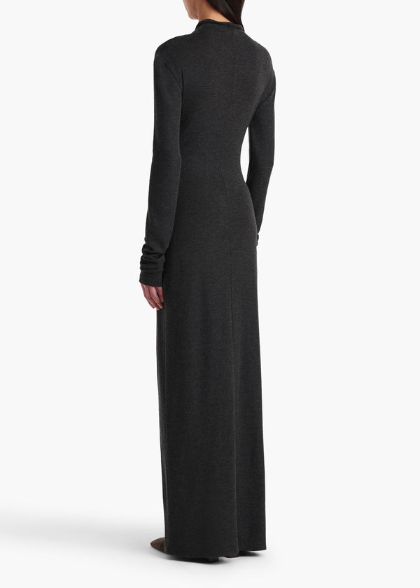 Khaite Norla Dress Charcoal Silk Cashmere Jersey