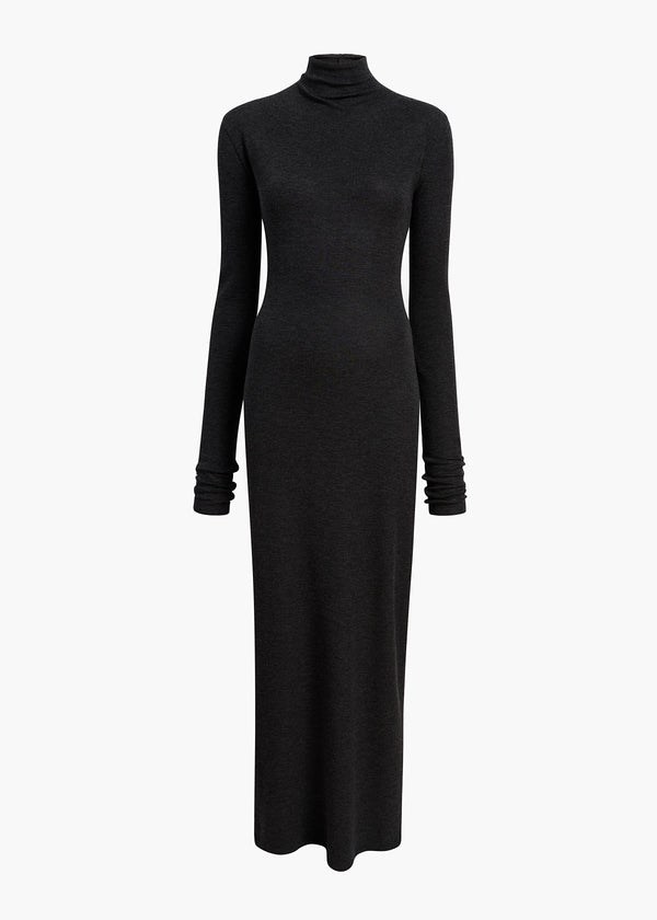 khaite Norla Dress Charcoal Silk Cashmere Jersey