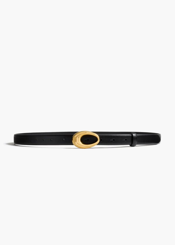 khaite Olivia Belt Black Leather with Gold